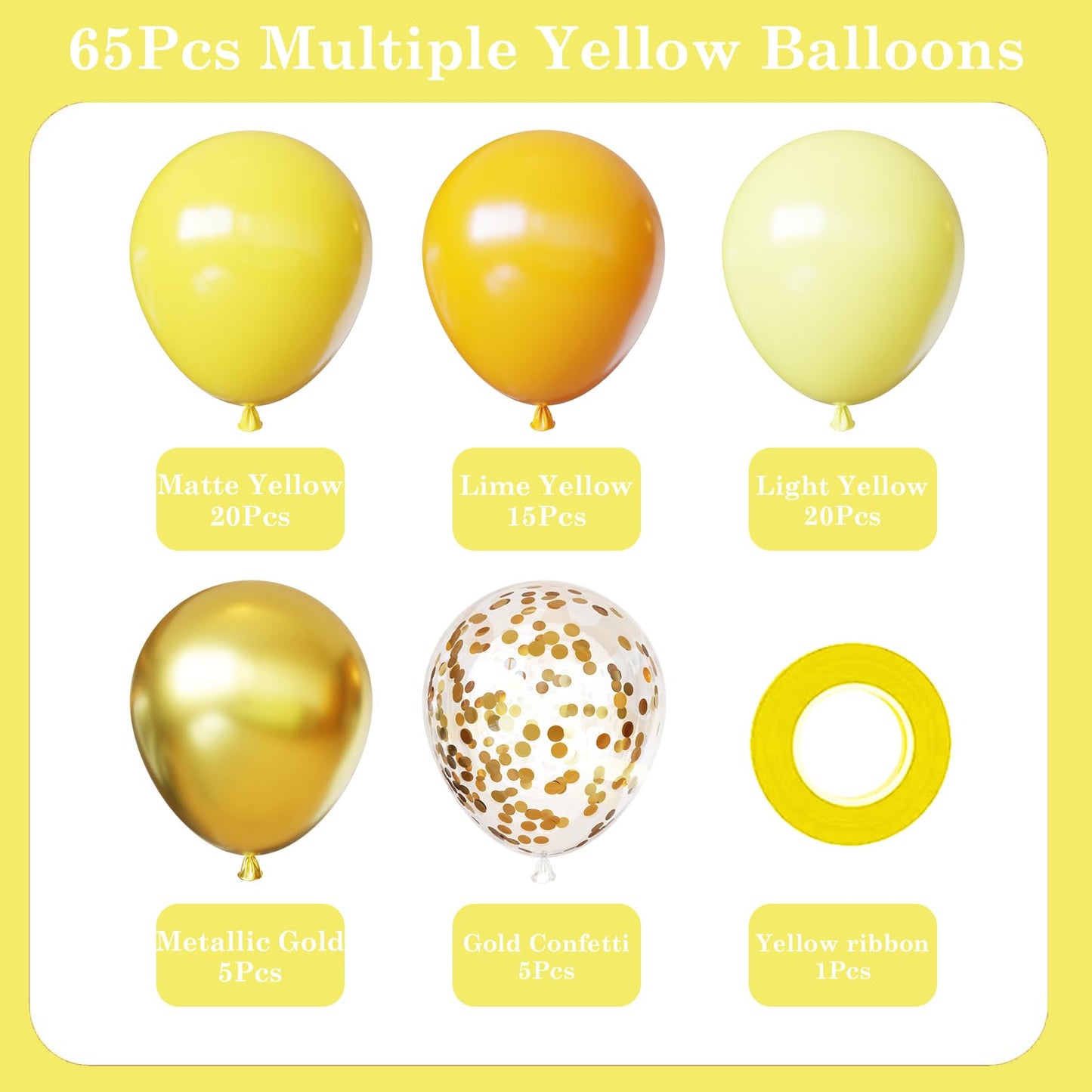 Yellow Balloons Kit, 65Pcs 12in Pastel Lemon Yellow Latex Balloons Metallic Gold Balloon for Birthday Wedding Baby Shower Bride Sunflower Theme Party Decoration - skihosevxYellow Balloons Kit, 65Pcs 12in Pastel Lemon Yellow Latex Balloons Metallic Gold Balloon for Birthday Wedding Baby Shower Bride Sunflower Theme Party DecorationskihosevxskihosevxB0GCHGMPW9