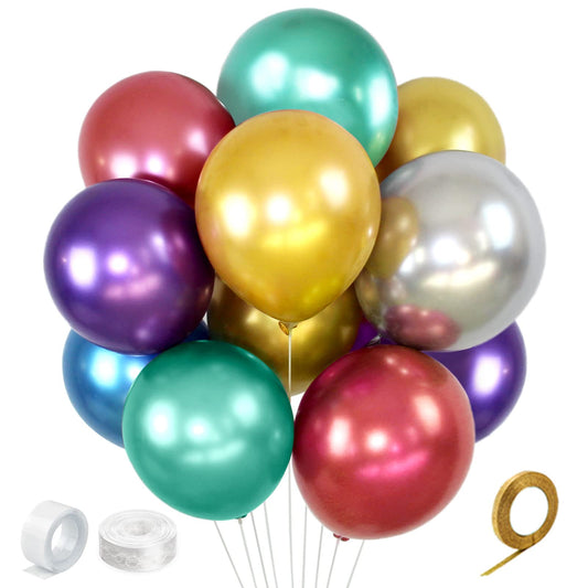 ZBYDNG Colorful Party Balloons 12inch, 100Pcs Thickened Assorted Color Metallic Latex Balloons for Wedding Birthday Baby Shower (Multi) - skihosevxZBYDNG Colorful Party Balloons 12inch, 100Pcs Thickened Assorted Color Metallic Latex Balloons for Wedding Birthday Baby Shower (Multi)skihosevxskihosevxB0BWPHPKCG